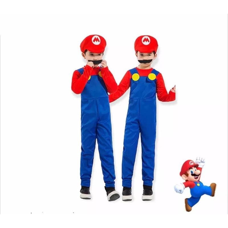 GENERICO - Disfraz Mario Bross niño talla 8-10 para niño