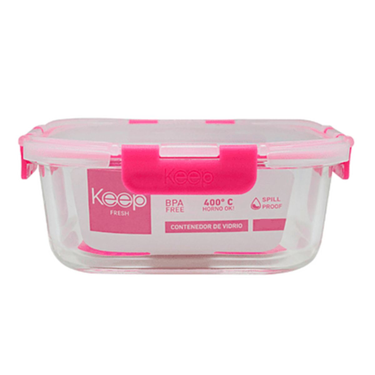 GENERICO - Hermetico Cuadrado Vidrio Libre Bpa RosaKeep 320ml.