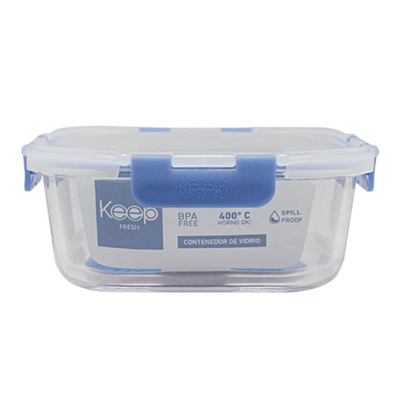 GENERICO - Hermetico Cuadrado Vidrio Libre Bpa Azul Keep 320ml.