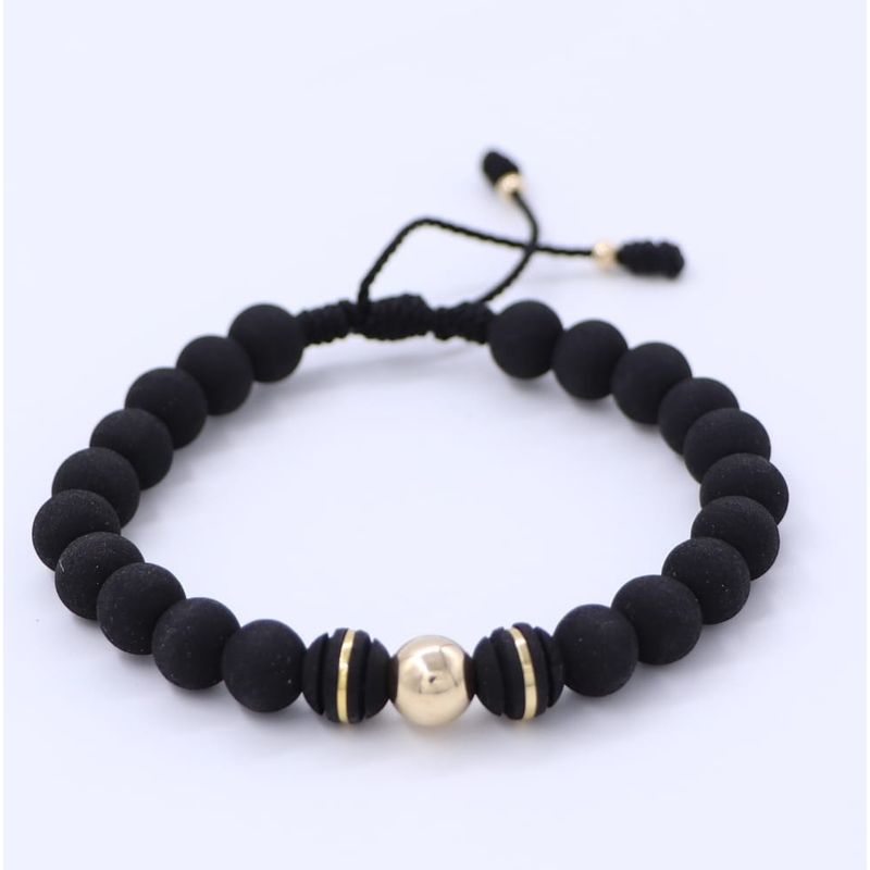 GENERICO - Pulsera Negra en oro laminado de 18k