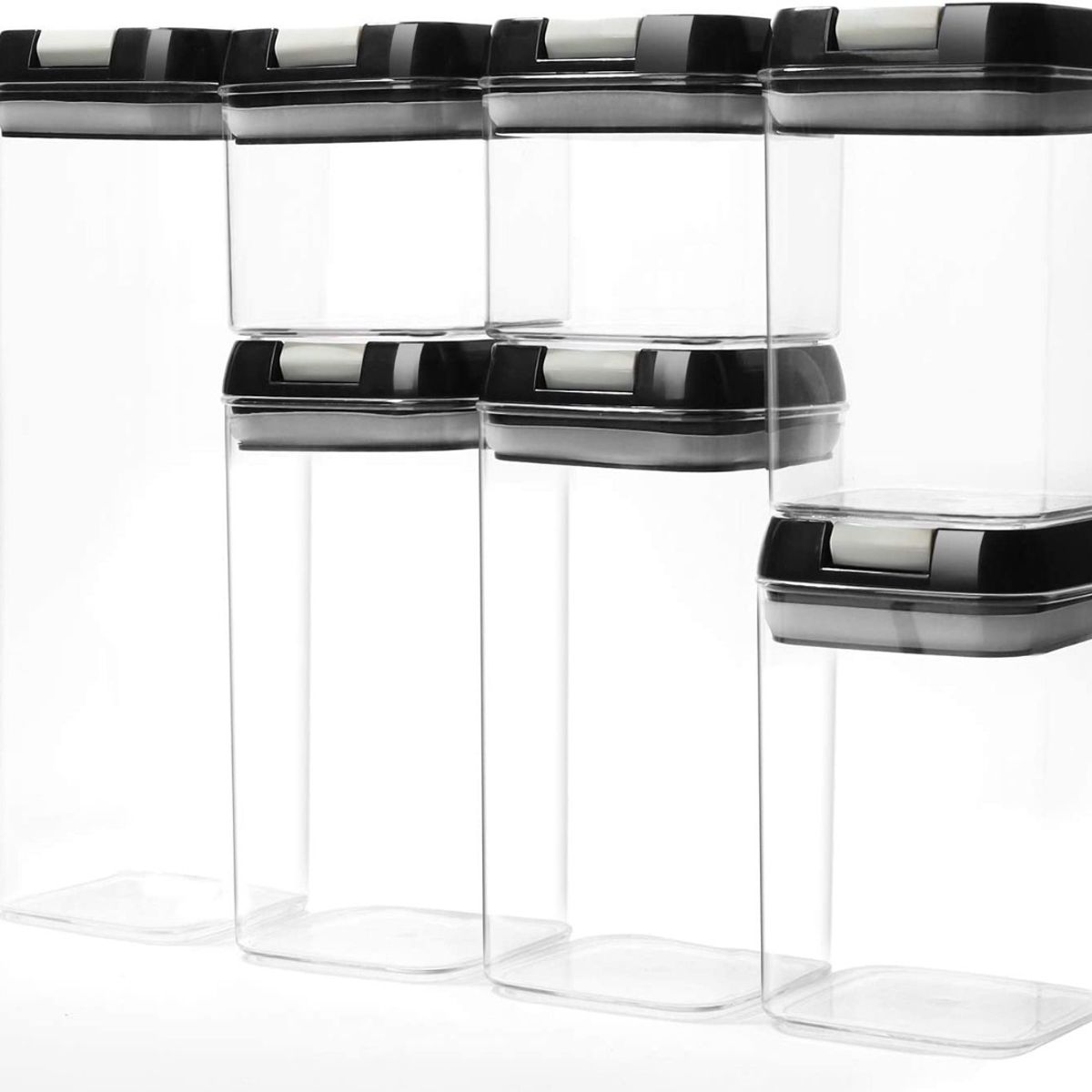 GENERICO - Set 7 Contenedores Hermeticos Cocina Plastico ABS Despensa Cereales Pastas Variados