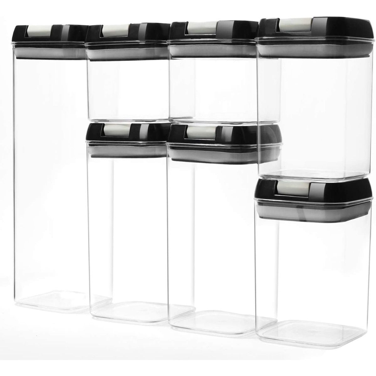 GENERICO - Set 7 Contenedores Hermeticos Cocina Plastico ABS Despensa Cereales Pastas Variados