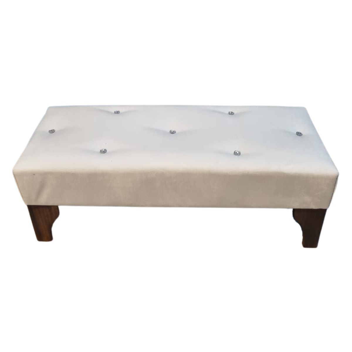 GENERICO - Banqueta Botone Crudo Felpa Diamante 100x40x40 Muebles Rimar