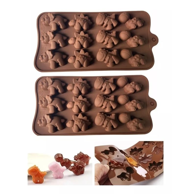 GENERICO - Pack X2 Moldes De Chocolate Dino Molde Chocolate Dinosaurio