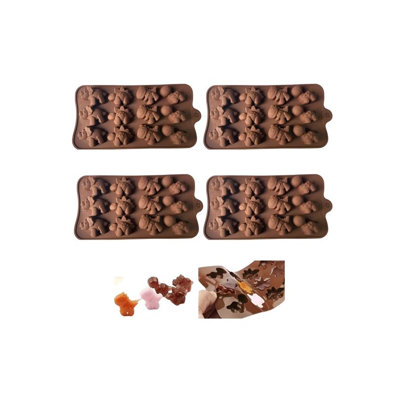 GENERICO - Pack X4 Moldes De Chocolate Dino Molde Chocolate Dinosaurios