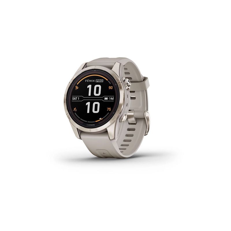 GARMIN - Smartwatch fenix 7S Pro Sapph Solar Cream Gold Ti w/Gry Band GARMIN