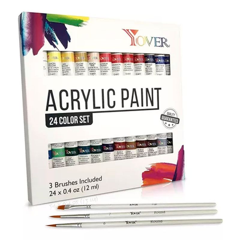 ESHOPANGIE - Juego De Pintura Acrilicas 24 Colores Tubos 12ml Arte