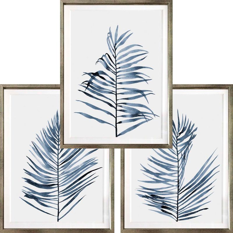 PAPEL ILUSTRADO - Set Hojas azules 40x50 Marco Plateado
