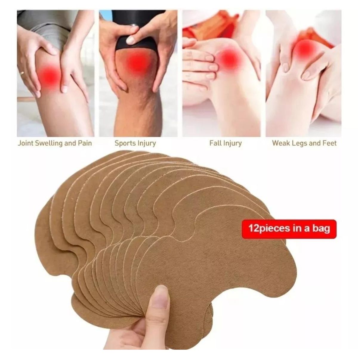 GENERICO - Pack 12 Parches Para Calmar, Eliminar Dolor De Rodilla