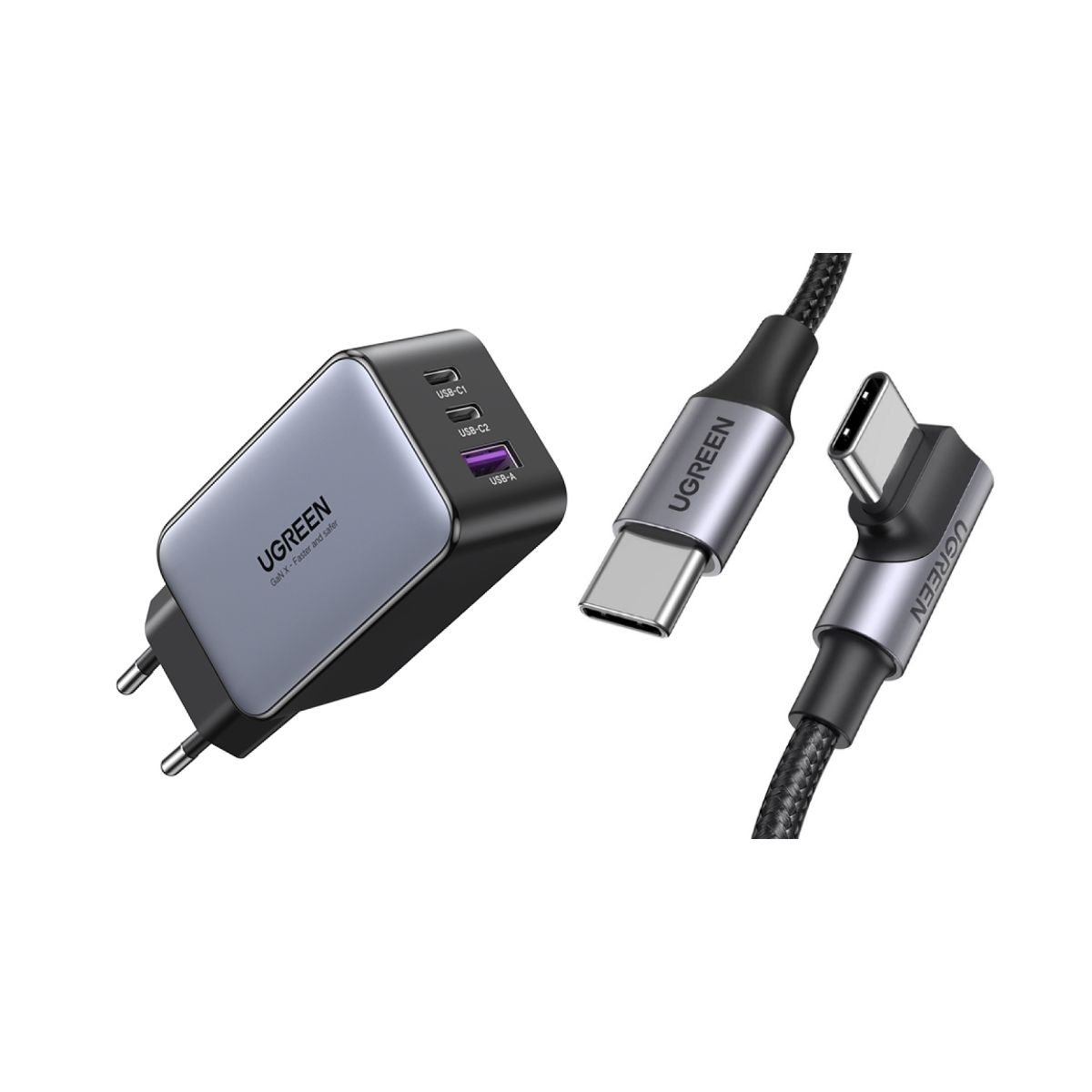 UGREEN - UGREEN Cargador rápido USB-A+USB-C 65W + Cable USB-C 2.0 5A