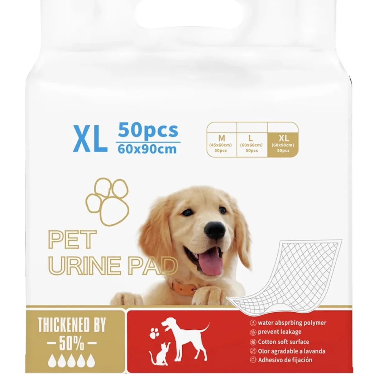 IDEEHOUSE - PACK 50 Sabanillas - Pañales para Mascota XL 60 x 90cm