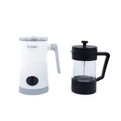 SIMPLIT - Pack Cafetera Francesa + Espumador 4 en 1 Blanco