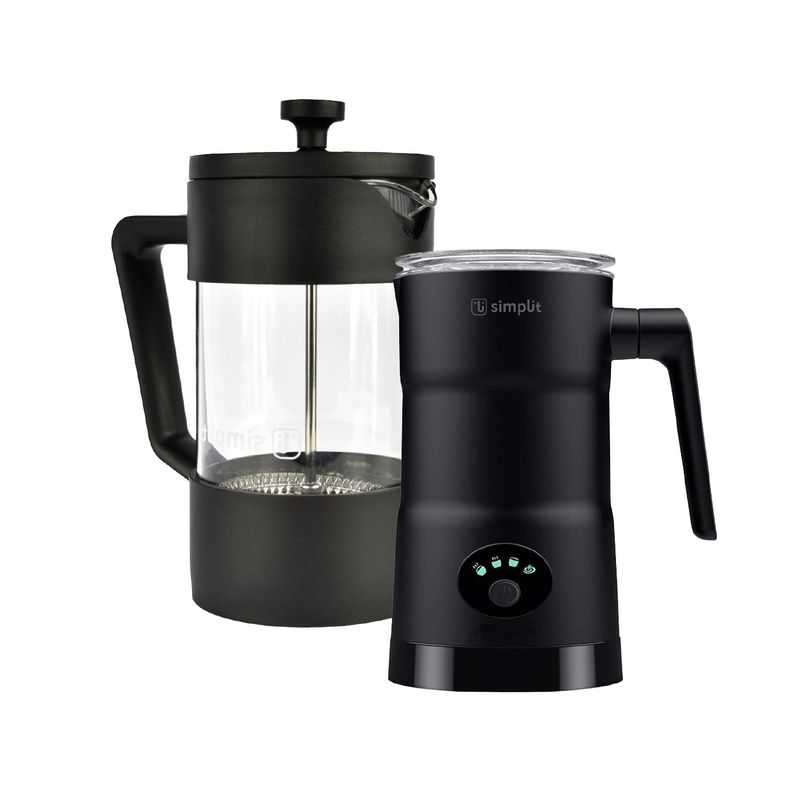 SIMPLIT - Pack Cafetera Francesa + Espumador 4 en 1 Negro Simplit
