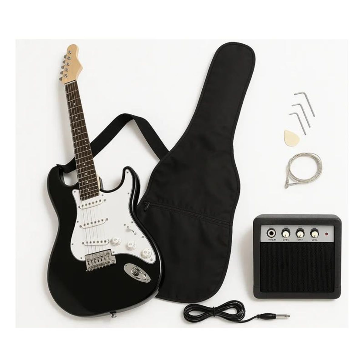 AUDIOTEK - Combo Guitarra Electrica Stratocaster Negra + Amplificador