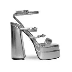 APOSTOL - Sandalia Taco Alto Sasha Plateado Bella Moda