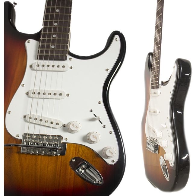 AUDIOTEK - Combo Guitarra Electrica Stratocaster Café + Amplificador