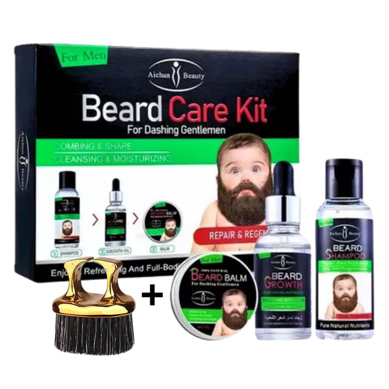 GENERICO - kit cuidado de la barba shampoo  aceite balsamo.-
