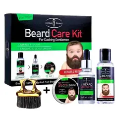 GENERICO - Kit cuidado de la barba shampoo aceite balsamo.-