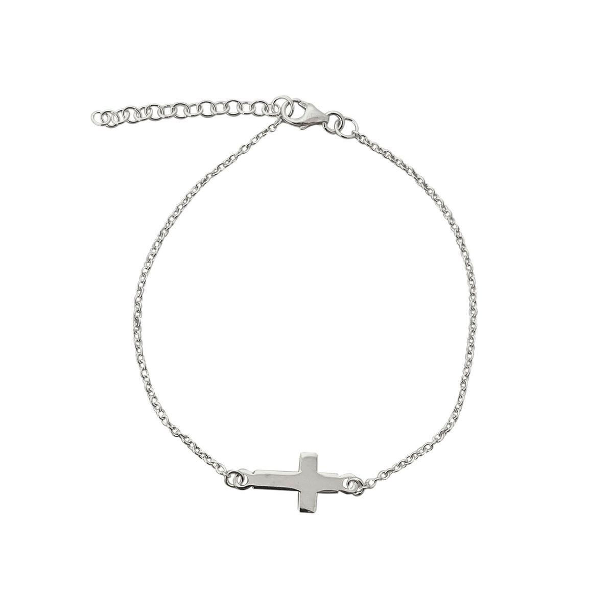 COGGIOLA - Pulsera Cruz Cadena Eslabones Plata Fina 925