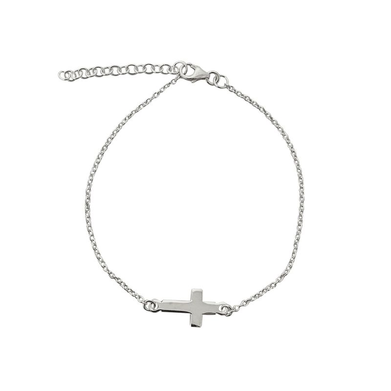 ANDREA COGGIOLA JOYAS - Pulsera Cruz Cadena Eslabones Plata Fina 925