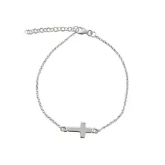 COGGIOLA - Pulsera Cruz Cadena Eslabones Plata Fina 925
