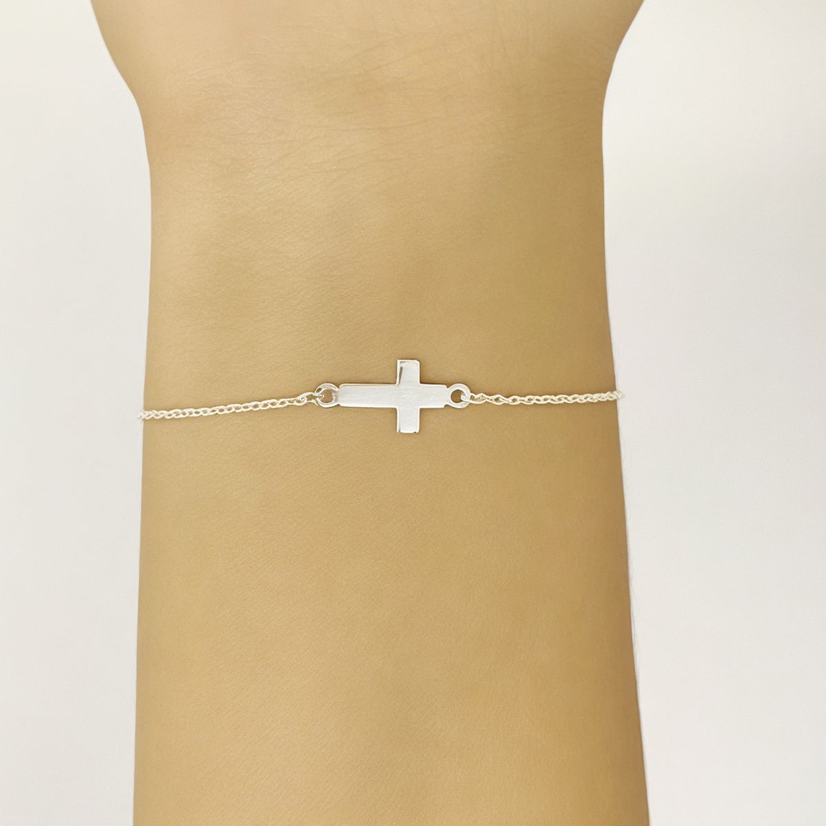 COGGIOLA - Pulsera Cruz Cadena Eslabones Plata Fina 925