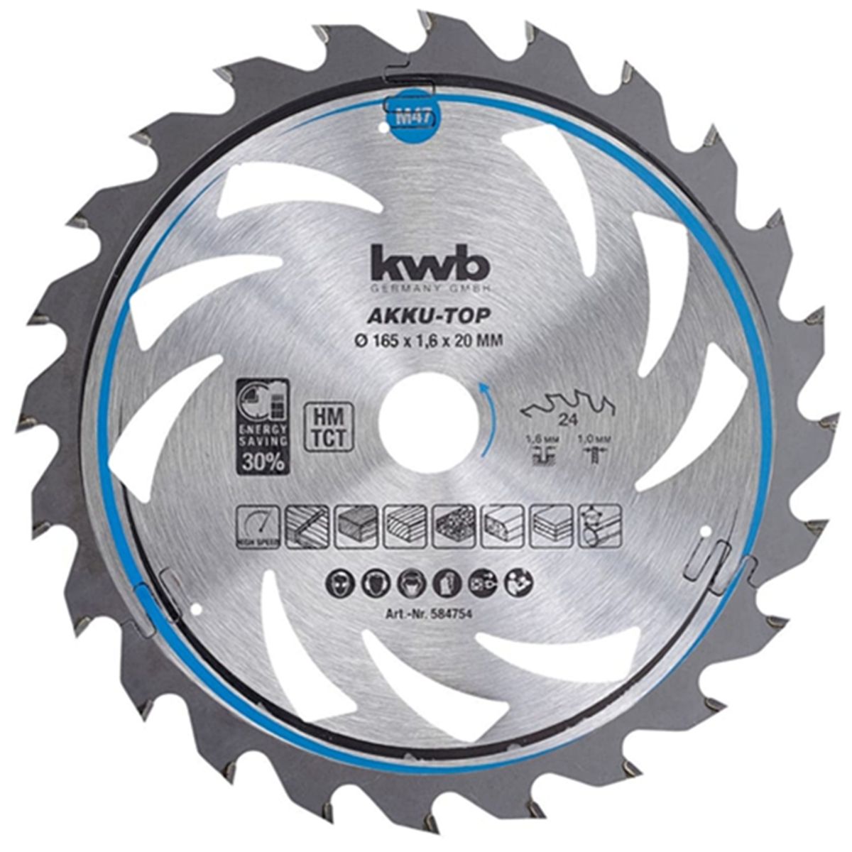 EINHELL - Disco De Sierra Circular 165mm 24 Dientes Kwb 584754