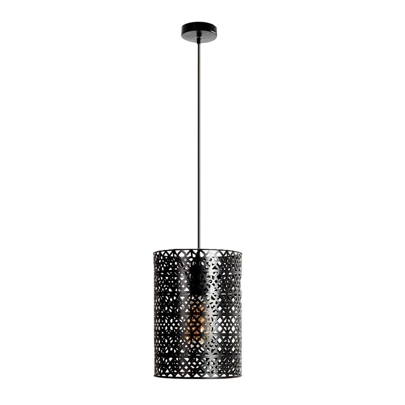 HB LEDS - Lámpara Colgante Pantalla Aluminio Negro E27 Incluye Ampolleta Cálida