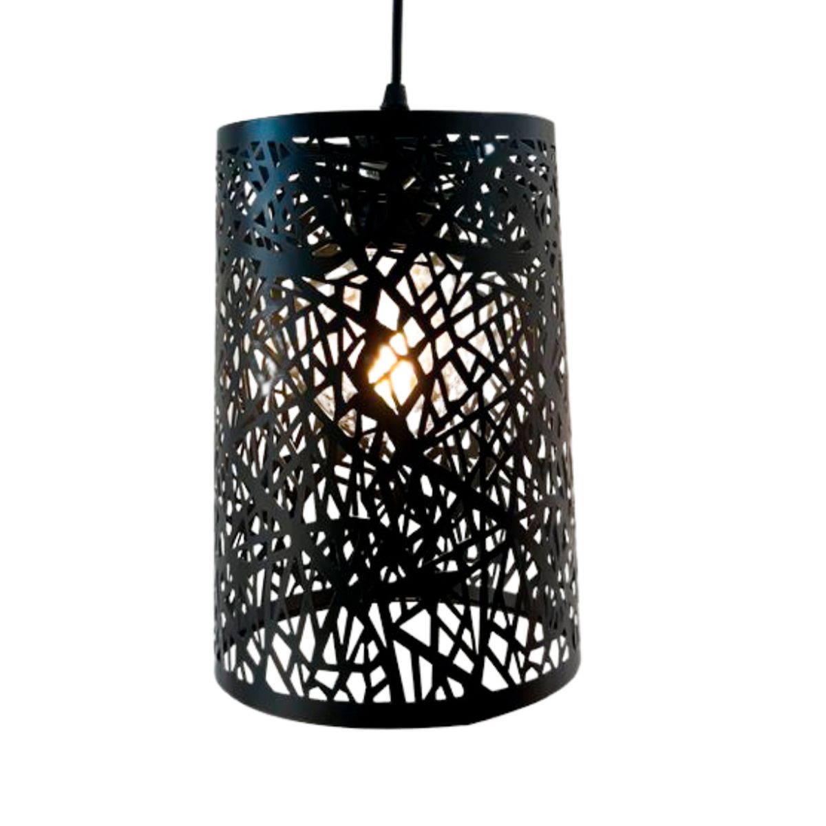 WANT - Lámpara Colgante Pantalla Aluminio Negro E27 Incluye Ampolleta Cálida