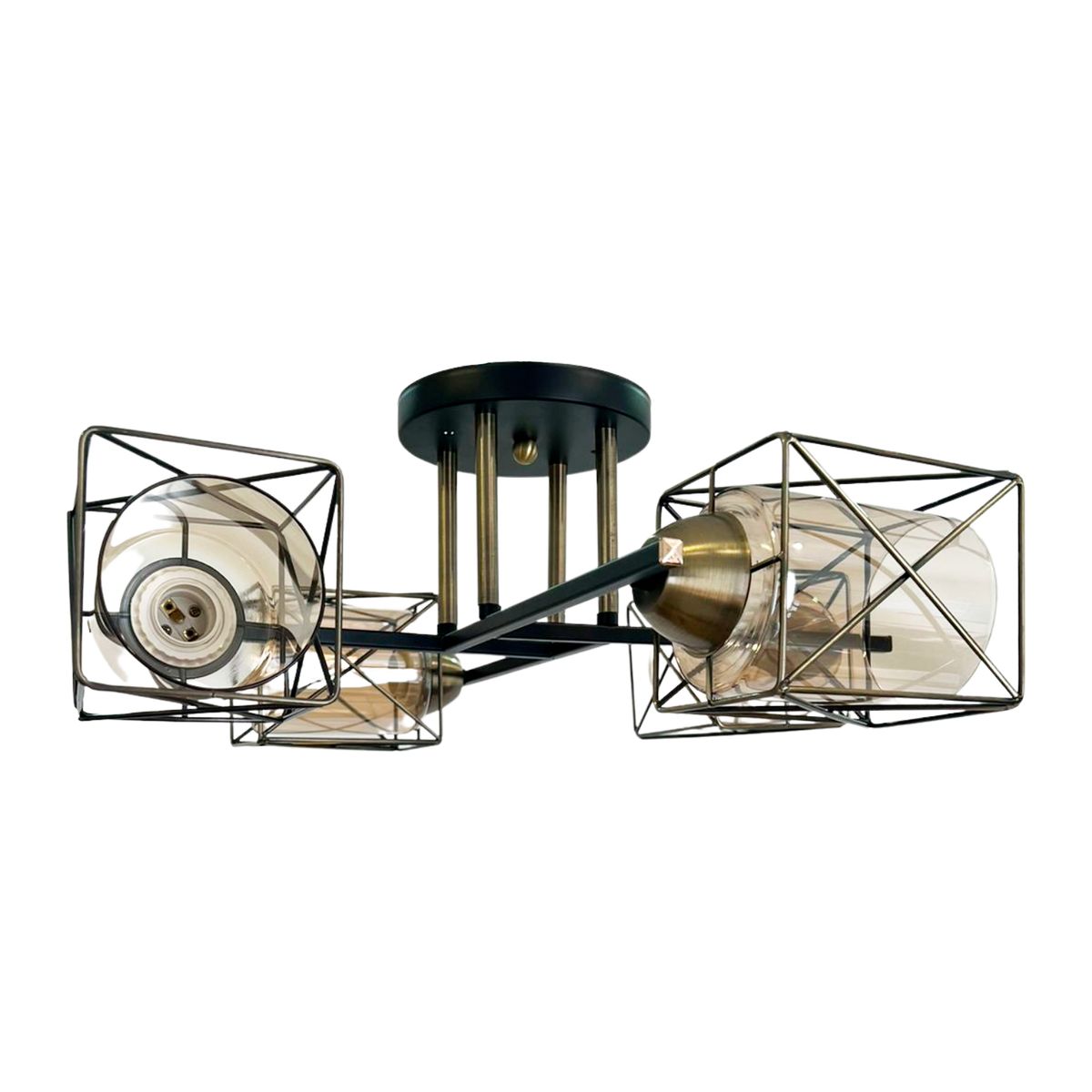 WANT - Lámpara de Techo Geométrica Vidrio 4xE-27 Incluye Ampolleta Fría