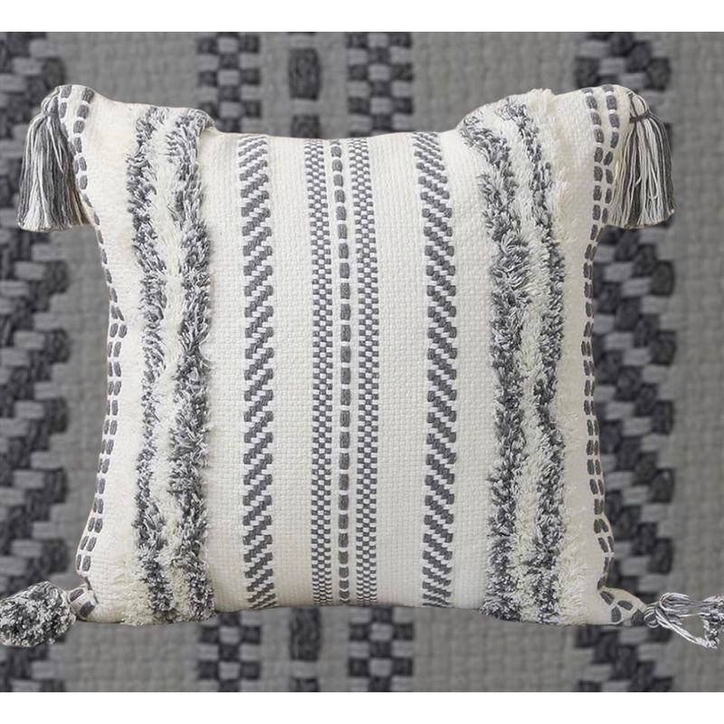 GENERICO - COJÍN BOHO 45 CM X 45 CM TEJIDO GRIS