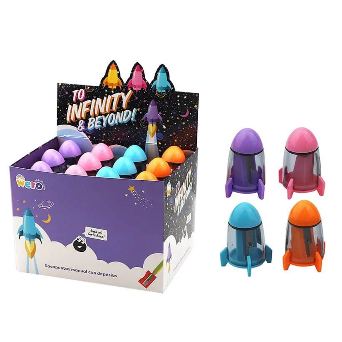 GENERICO - Sacapunta con goma y depósito Cohete