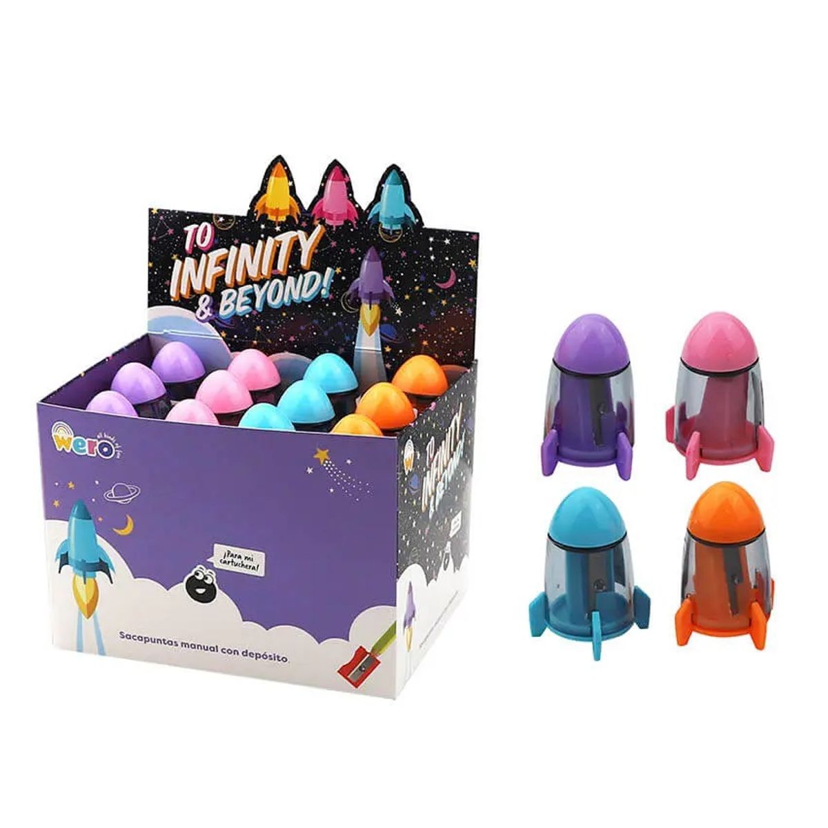 GENERICO - Sacapunta con goma y depósito Cohete