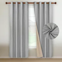 Cortina Blackout 100% 2 Paños Textura Lino - Gris