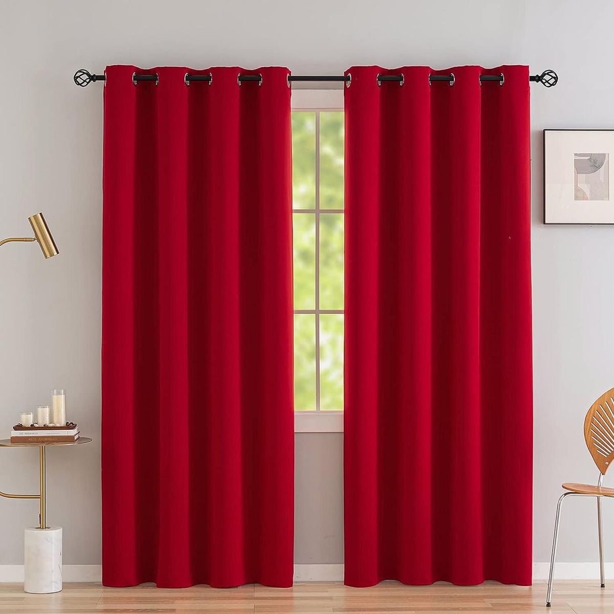 CASATUA - Cortina Blackout 100% 2 Paños Textura Lino - Rojo