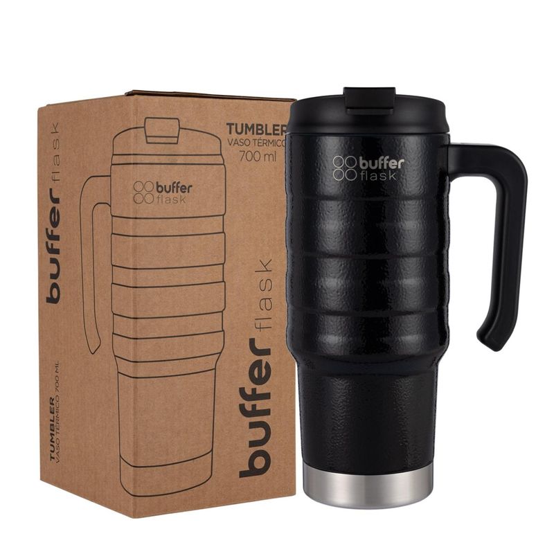 BUFFER FLASK - Vaso Termico Mug Buffer 700ml Acero Inox Frio Calor - Negro