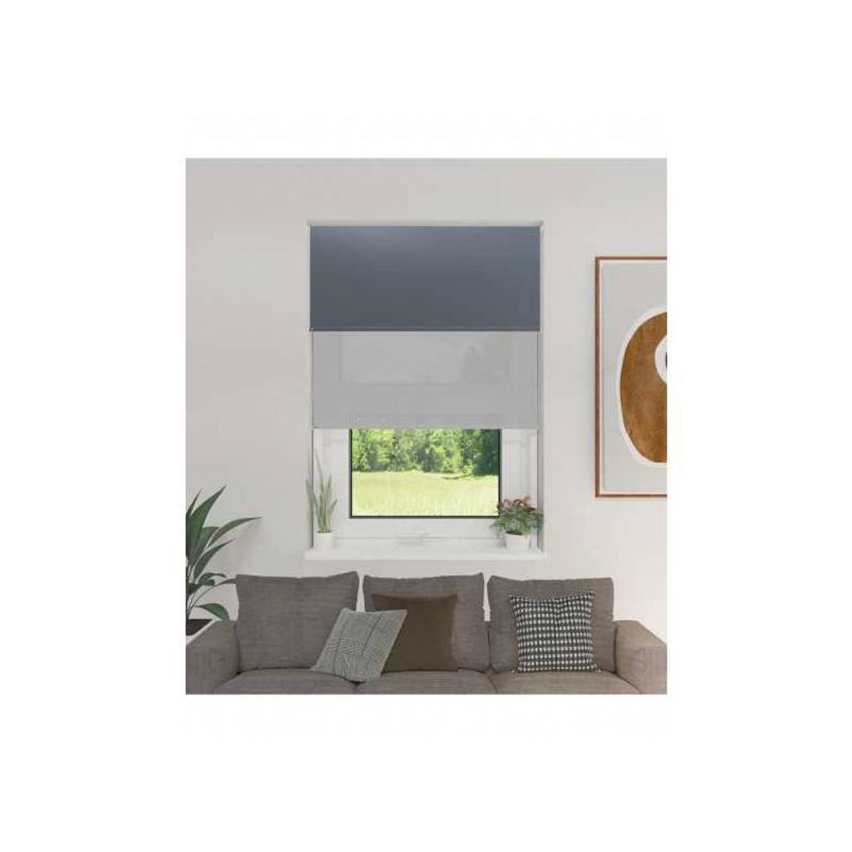 GENERICO - Cortina Roller Doble Blackout  Sunscreen 180x200 GRIS