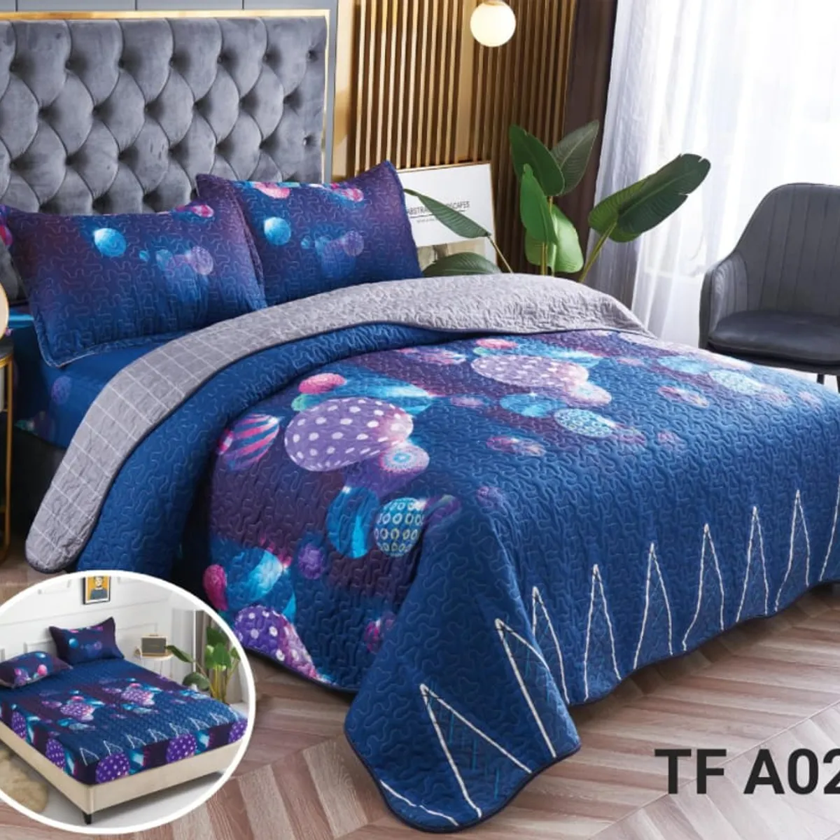 GENERICO - Cobertor de verano tipo Quilt + Cubrecolchon + Sabana 2 plazas