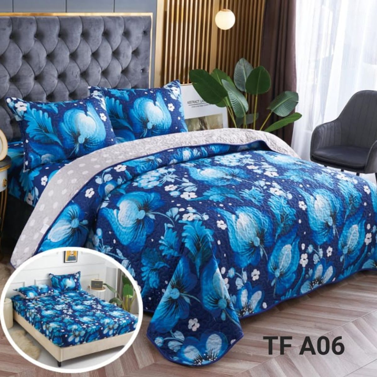 GENERICO - Cobertor de verano tipo Quilt + Cubrecolchon + Sabana 2 plazas