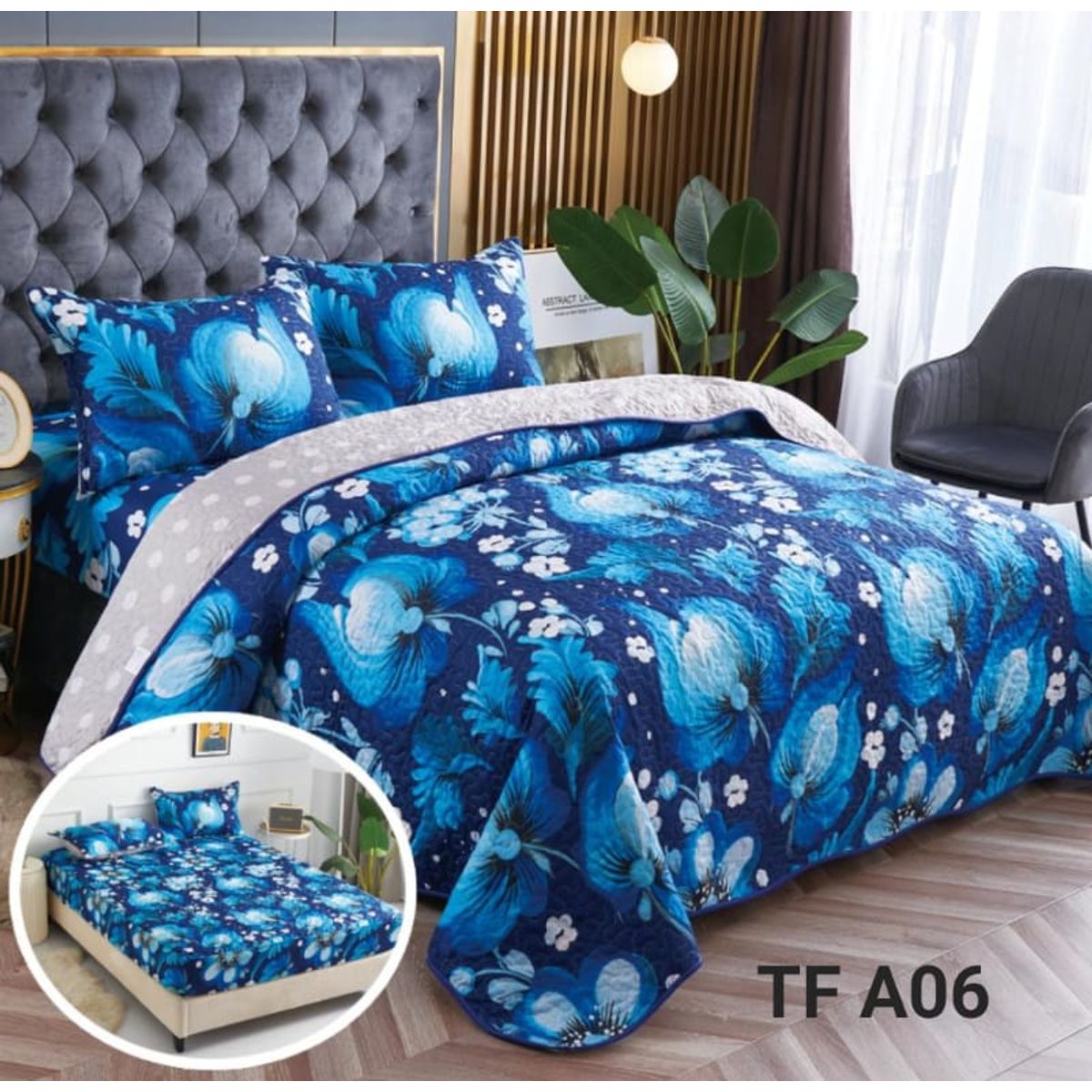 GENERICO - Cobertor de verano tipo Quilt + Cubrecolchon + Sabana 2 plazas