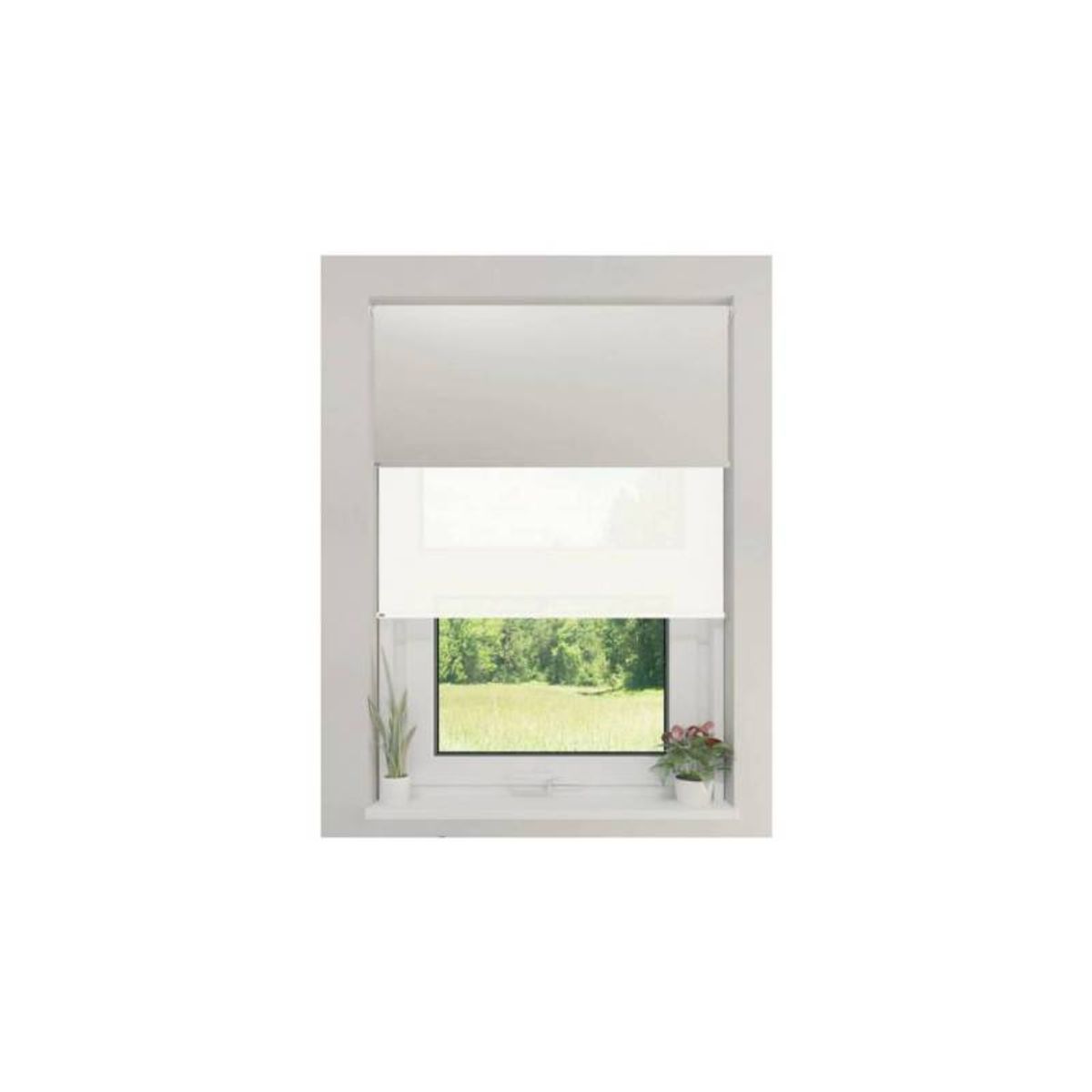 GENERICO - Cortina Roller Doble Blackout  Sunscreen 180x200 BLANCO