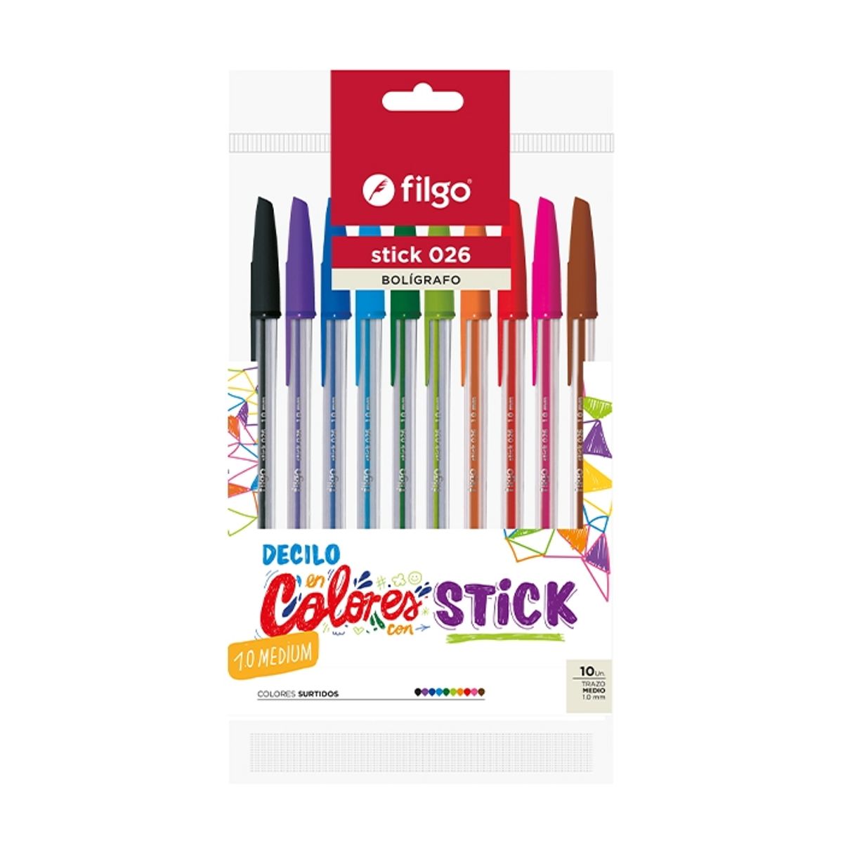 FILGO - Set 10 lápices pasta Stick de colores