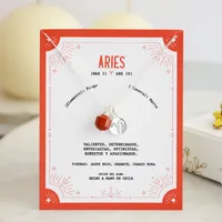 Collar de Plata 925 con piedra natural Jaspe rojo signo Aries