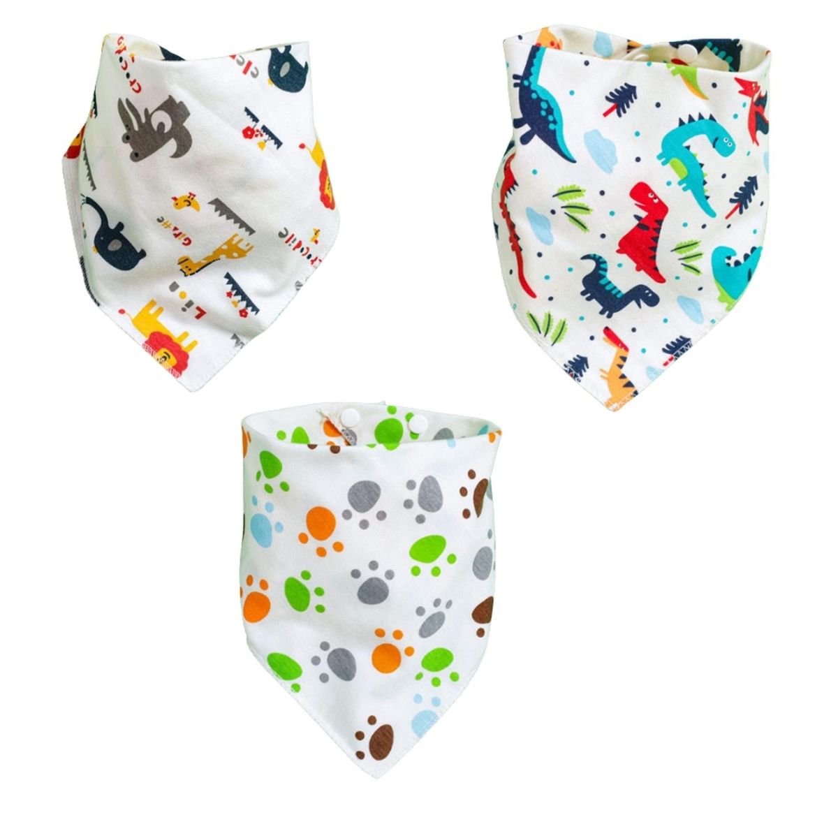 KIVARA - Pack 5 Baberos Bandanas Bebe Doble Capa Algodón Diseño B