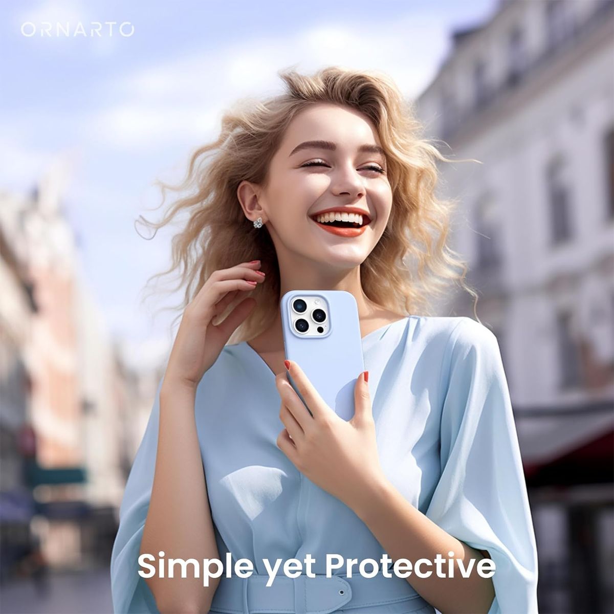 GENERICO - Carcasa Funda Para iPhone 15 Pro Max Silicona Slim Premium Celeste