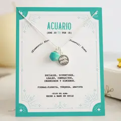 GENERICO - Collar de Plata 925 con piedra natural Turquesa del signo Acuario