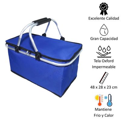 Imagen 2 del producto Bolso Termico Plegable Azul Rey Cooler Canasta Picnic
