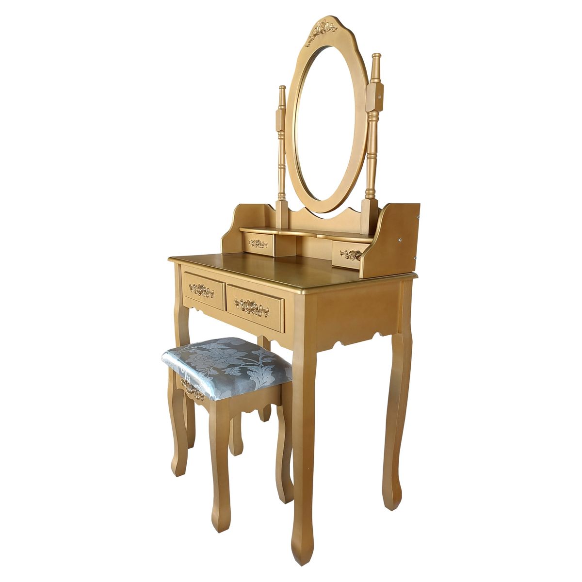 LOVEN - Tocador Dormitorio Clásico Bree 4dw Dorado Con Piso