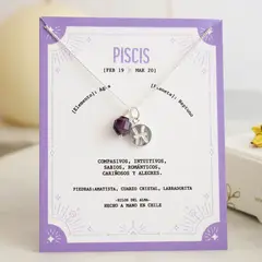 GENERICO - Collar de Plata 925 con piedra natural Amatista del signo Piscis