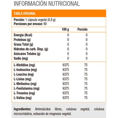 Imagen 2 del producto Essential Amino Complex, Aminoácidos (90 caps) - Original